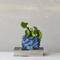 Hello Honey® 4" Round Handmade Stoneware Blue Planter with 3D Fish in Reactive Glaze